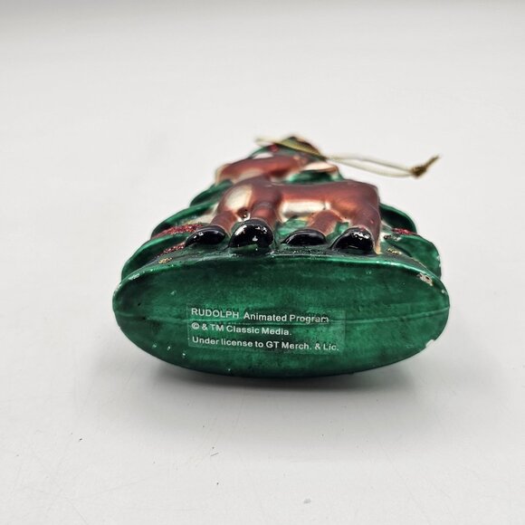 Rudolph The Red Nosed Reindeer Christmas Tree Glass Ornament 1990s 4.75 in VTG - Picture 6 of 8